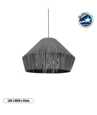 GLOBOSTAR® NUI 205-0066 Boho Κρεμαστό Φωτιστικό Οροφής με Ντουί 1 x E27 AC 220-240V IP20 - Γκρι - M60 x Π60 x Υ41cm